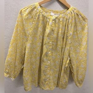 NWT Mango yellow floral blouse